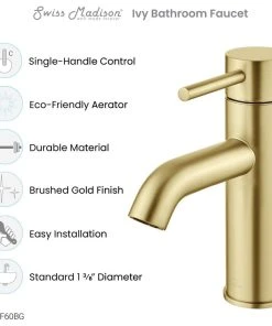 Swiss Madison Ivy Single Hole Single Handle Bathroom Faucet, Brushed Gold 18 Swiss Madison Ivy Single Hole Single Handle Bathroom Faucet, Brushed Gold -Moen-shop 00e1bea502def9a4 3151 w800 h800 b1 p0