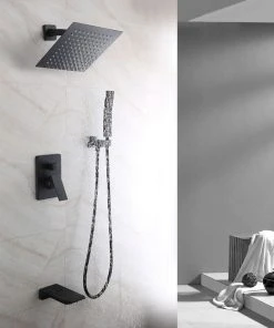 HOMARY Wall Mount 10" Rainshower Hand Shower And Tub Spout Shower System, Matte Black -Moen-shop 0141a0e20051d33d 8555 w800 h800 b0 p0