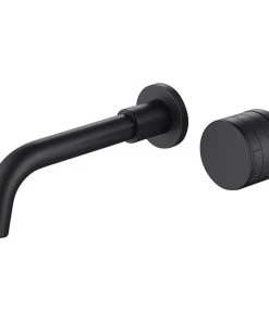 Allfixture Wall Mounted Brass Matt Black Single Handle Bathtub Faucet