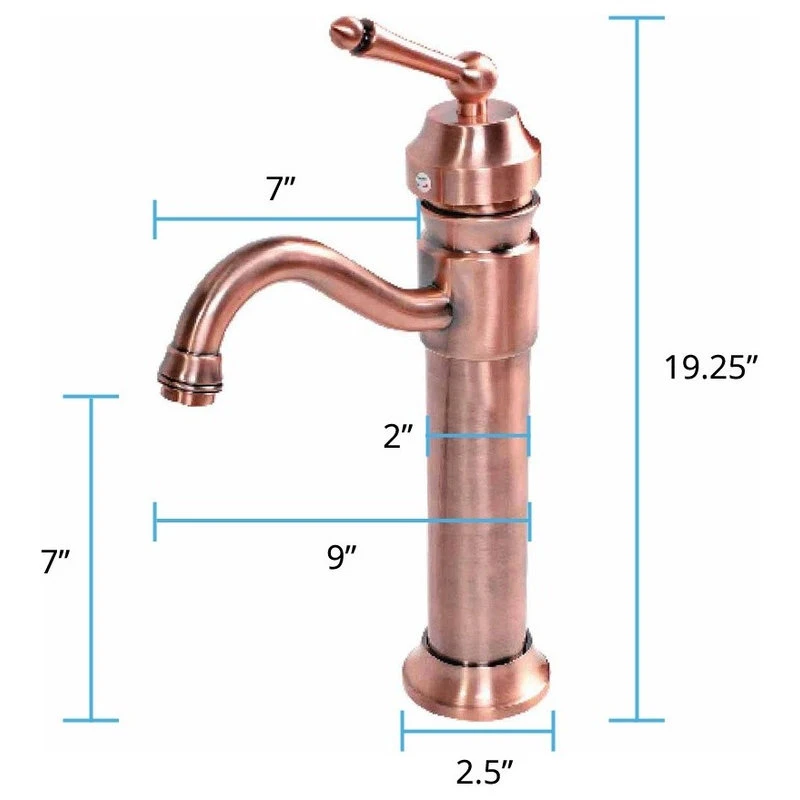 Renovators Supply Manufacturing Antique Copper Bathroom Faucet Single Hole 11-3/4" Tall Single Handle 5 Renovators Supply Manufacturing Antique Copper Bathroom Faucet Single Hole 11-3/4" Tall Single Handle - Image 5