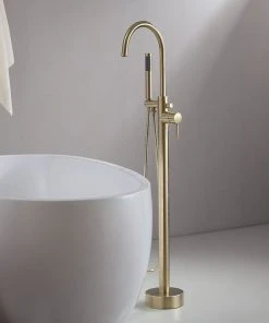 HOMARY Freestanding Single Handle Tub Filler Faucet With Hand Shower, Brushed Gold -Moen-shop 024184fc003f62ab 3474 w800 h800 b0 p0