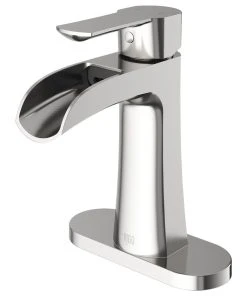 VIGO Paloma Single Hole Bathroom Faucet With Deck Plate