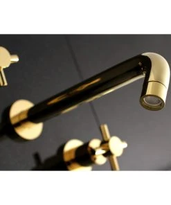 Kingston Brass Two-Handle Wall Mount Tub Faucet, Polished Brass -Moen-shop 033133550ddee5d4 5704 w800 h800 b0 p0