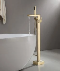 HOMARY Brushed Gold Freestanding Tub Filler Floor Mount Bathtub Faucet With Hand Shower -Moen-shop 0431baae0180f540 5318 w800 h800 b0 p0