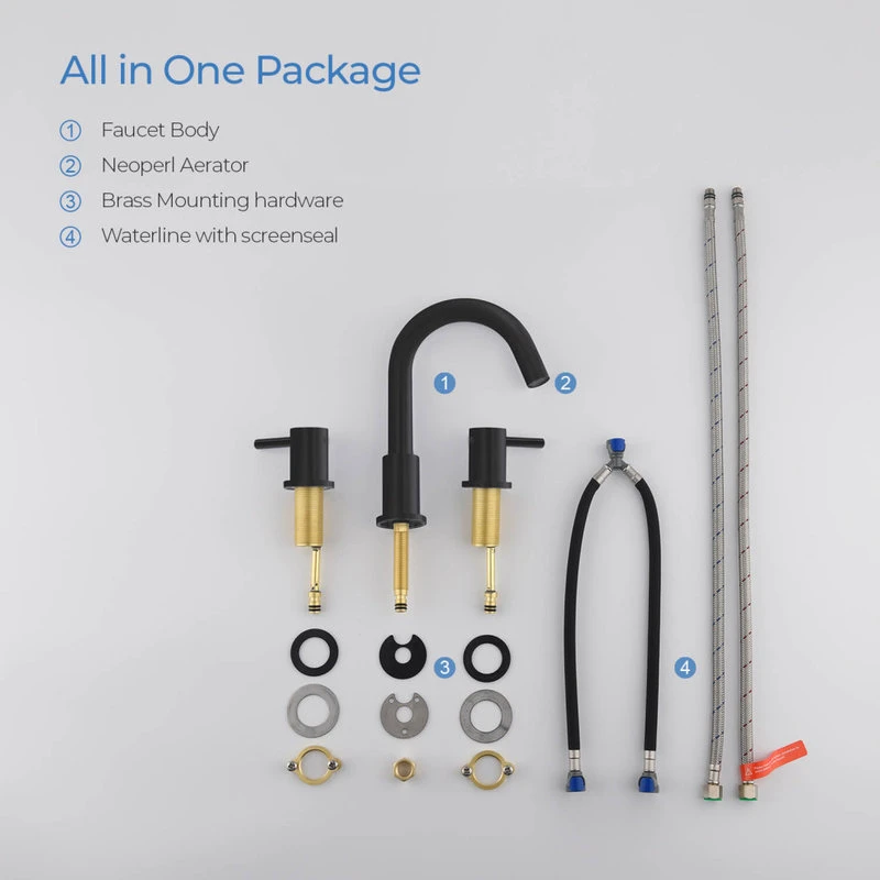 Kibi USA Circular Widespread Sink Faucet With Pop Up Drain, Matte Black 10 Kibi USA Circular Widespread Sink Faucet With Pop Up Drain, Matte Black - Image 10