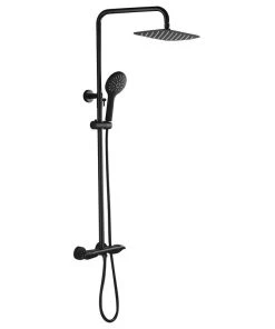 HOMARY Thermostatic Exposed Shower System Black Rain Shower Head And Hand Shower Set