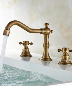 HOMARY Double Handle Bathroom Widespread Sink Faucet Victorian Spout, Antique Brass -Moen-shop 0621d4a80051d039 2466 w800 h800 b0 p0