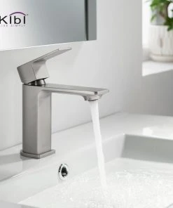 Kibi USA KIBI Mirage Single Handle Bathroom Faucet, Brush Nickel, With Drain -Moen-shop 069154e40f1b4e00 6584 w800 h800 b0 p0