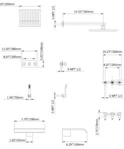 HOMARY Wall-Mounted 10" Shower System Rainfall 3 Function Shower Fixture With Tub Spout -Moen-shop 06c1b4e30f96ca81 4792 w800 h800 b1 p0