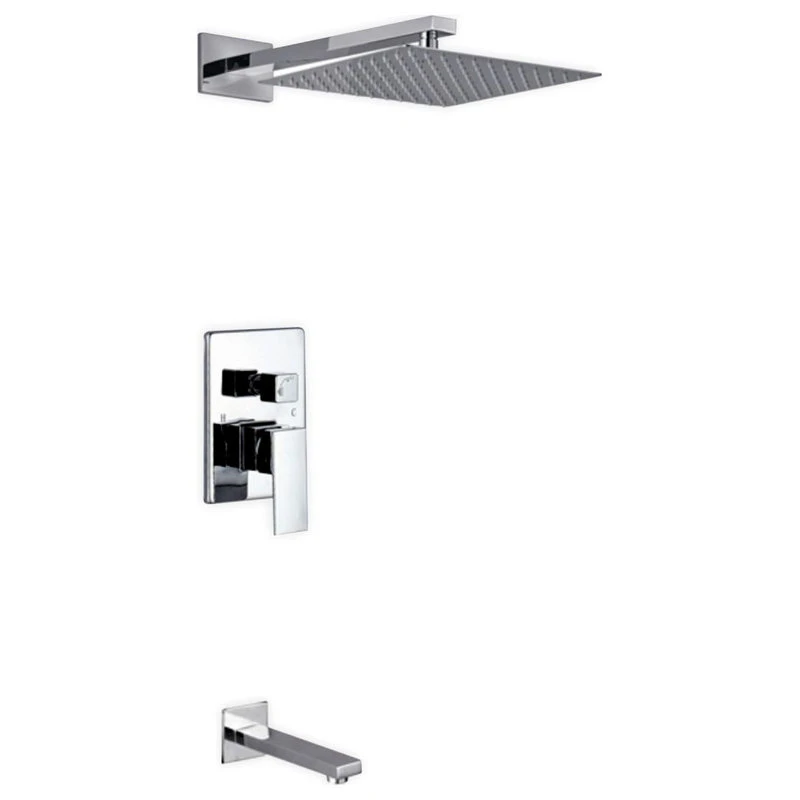 KUBEBATH Aqua Piazza Set With 12" Square Rain Shower And Tub Filler, Chrome 1 KUBEBATH Aqua Piazza Set With 12" Square Rain Shower And Tub Filler, Chrome