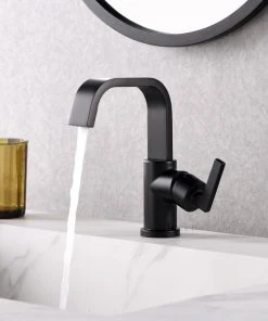 Luxier BSH14-S Single-Handle Bathroom Faucet With Drain, Matte Black -Moen-shop 079191190165f421 4878 w800 h800 b0 p0