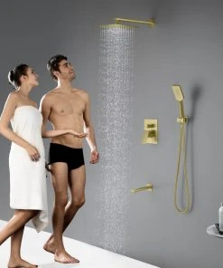 Kibi USA Cube Pressure 3-Function Shower System, Rough-In Valve, Brushed Gold 18 Kibi USA Cube Pressure 3-Function Shower System, Rough-In Valve, Brushed Gold -Moen-shop 07a13eb503376177 5030 w800 h800 b0 p0