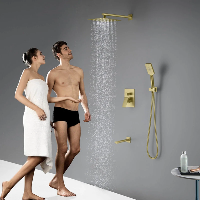 Kibi USA Cube Pressure 3-Function Shower System, Rough-In Valve, Brushed Gold 4 Kibi USA Cube Pressure 3-Function Shower System, Rough-In Valve, Brushed Gold - Image 4