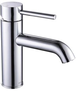 Aquaterior 1 Hole Bathroom Sink Round Faucet 1 Lever Cold & Hot Water Chrome