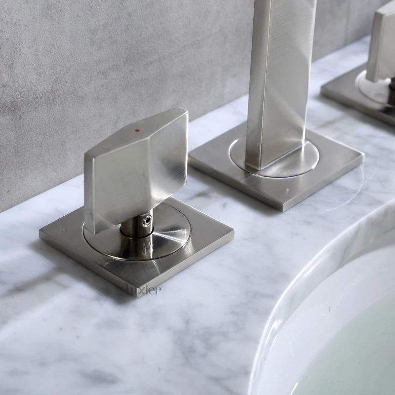 Luxier WSP05-T 2-Handle Widespread Bathroom Faucet With Drain, Brushed Nickel 4 Luxier WSP05-T 2-Handle Widespread Bathroom Faucet With Drain, Brushed Nickel - Image 4