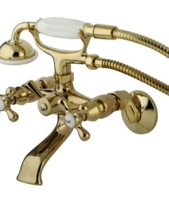 Kingston Brass Kingston Adjustable Center Tub Wall Mount Clawfoot Tub Faucet, Polished Brass