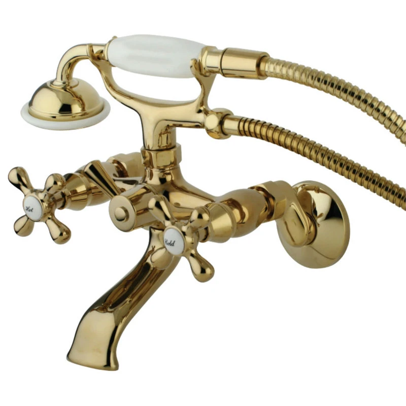 Kingston Brass Kingston Adjustable Center Tub Wall Mount Clawfoot Tub Faucet, Polished Brass 1 Kingston Brass Kingston Adjustable Center Tub Wall Mount Clawfoot Tub Faucet, Polished Brass