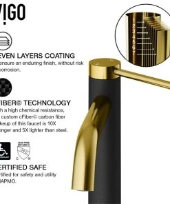 VIGO Madison CFiber© Single Hole Bathroom Faucet, Matte Gold/Matte Black -Moen-shop 09d114cf0f08bf9f 2982 w800 h800 b1 p0