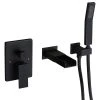 Homary Waterfall Wall-Mount Bathtub Filler Faucet & Handshower, Black