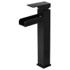 HOMARY Contemporary Single Handle Waterfall Spout Bathroom Vessel Sink Faucet, Matte Bl