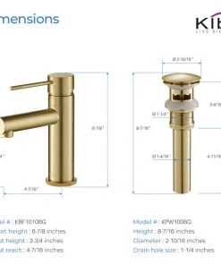 Kibi USA Circular X Brass Single Hole Bathroom Faucet KBF1010, Brush Gold, With Drain -Moen-shop 0a71968d01ba5a44 3366 w800 h800 b1 p0