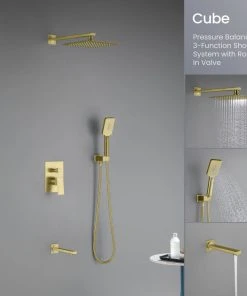 Kibi USA Cube Pressure 3-Function Shower System, Rough-In Valve, Brushed Gold 17 Kibi USA Cube Pressure 3-Function Shower System, Rough-In Valve, Brushed Gold -Moen-shop 0bb1e15f03376176 5030 w800 h800 b0 p0