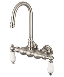 Water Creation Vintage 3-3/8" Center Wall Mount Tub Faucet & Straigght Connector, Lever Handles