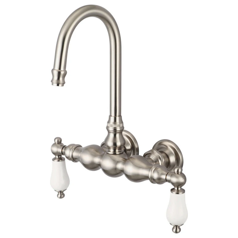 Water Creation Vintage 3-3/8" Center Wall Mount Tub Faucet & Straigght Connector, Lever Handles 1 Water Creation Vintage 3-3/8" Center Wall Mount Tub Faucet & Straigght Connector, Lever Handles