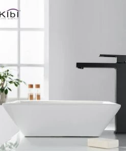 Kibi USA Cubic Single Handle Vessel Sink Faucet KBF1003, Matte Black, W/ Drain -Moen-shop 0c71b76e0f1b52ee 5750 w800 h800 b0 p0