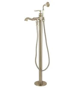 Kingston Brass Freestanding Tub Faucet With Hand Shower, Brushed Nickel