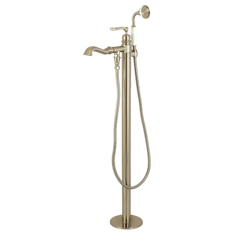 Kingston Brass Freestanding Tub Faucet With Hand Shower, Brushed Nickel 1 Kingston Brass Freestanding Tub Faucet With Hand Shower, Brushed Nickel