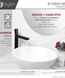 STYLISH Single Handle Bathroom Vessel Sink Faucet, Matte Black And Brushed Gold -Moen-shop 0ca197dc011bbfe1 9980 w800 h800 b0 p0