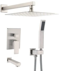 Maxwell Bathroom & Kitchen Inc 10" Wall Mounted Rainfall Shower System With Tub Spout, Brushed Nickel