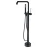 Jims Maison Freestanding Single Handle Bathtub Faucet With Shower Hose, Matte Black
