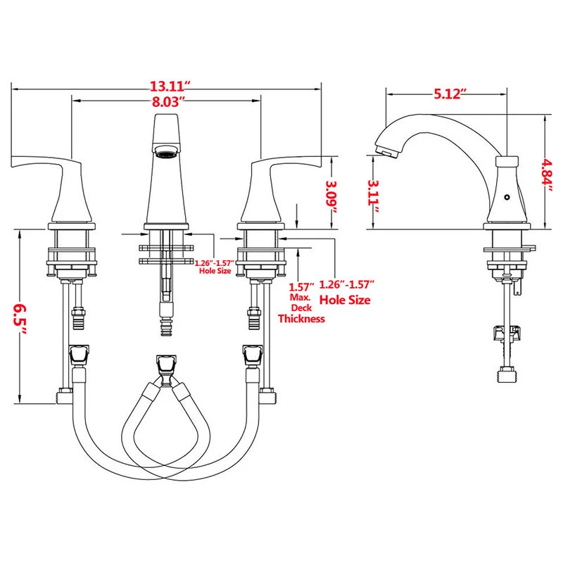 Maxwell Bathroom & Kitchen Inc 8 Inch Widespread Double Handles Bathroom Faucet With Pop Up Drain, Matte Black 5 Maxwell Bathroom & Kitchen Inc 8 Inch Widespread Double Handles Bathroom Faucet With Pop Up Drain, Matte Black - Image 5