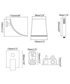 HOMARY Waterfall Wall Mounted Bath Spout Bathtub Faucet With Hand Shower In Matt Black -Moen-shop 0ed192630e7dccac 6088 w800 h800 b1 p0