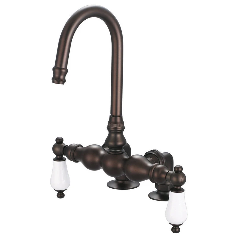 Water Creation Vintage 3-3/8" Center Deck Mount Tub Faucet & 2" Risers, Porcelain Lever Handles 1 Water Creation Vintage 3-3/8" Center Deck Mount Tub Faucet & 2" Risers, Porcelain Lever Handles