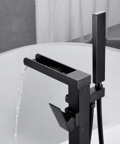 JimsMaison Single Handle Floor Mounted Freestanding Tub Filler With Hand Shower, Matte Blac -Moen-shop 1111183903074320 7611 w800 h800 b0 p0