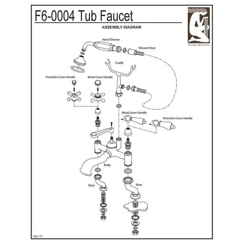 Water Creation Vintage Classic Deck Mount Tub Faucet With Handshower, Brushed Nickel Finish Wit 2 Water Creation Vintage Classic Deck Mount Tub Faucet With Handshower, Brushed Nickel Finish Wit - Image 2