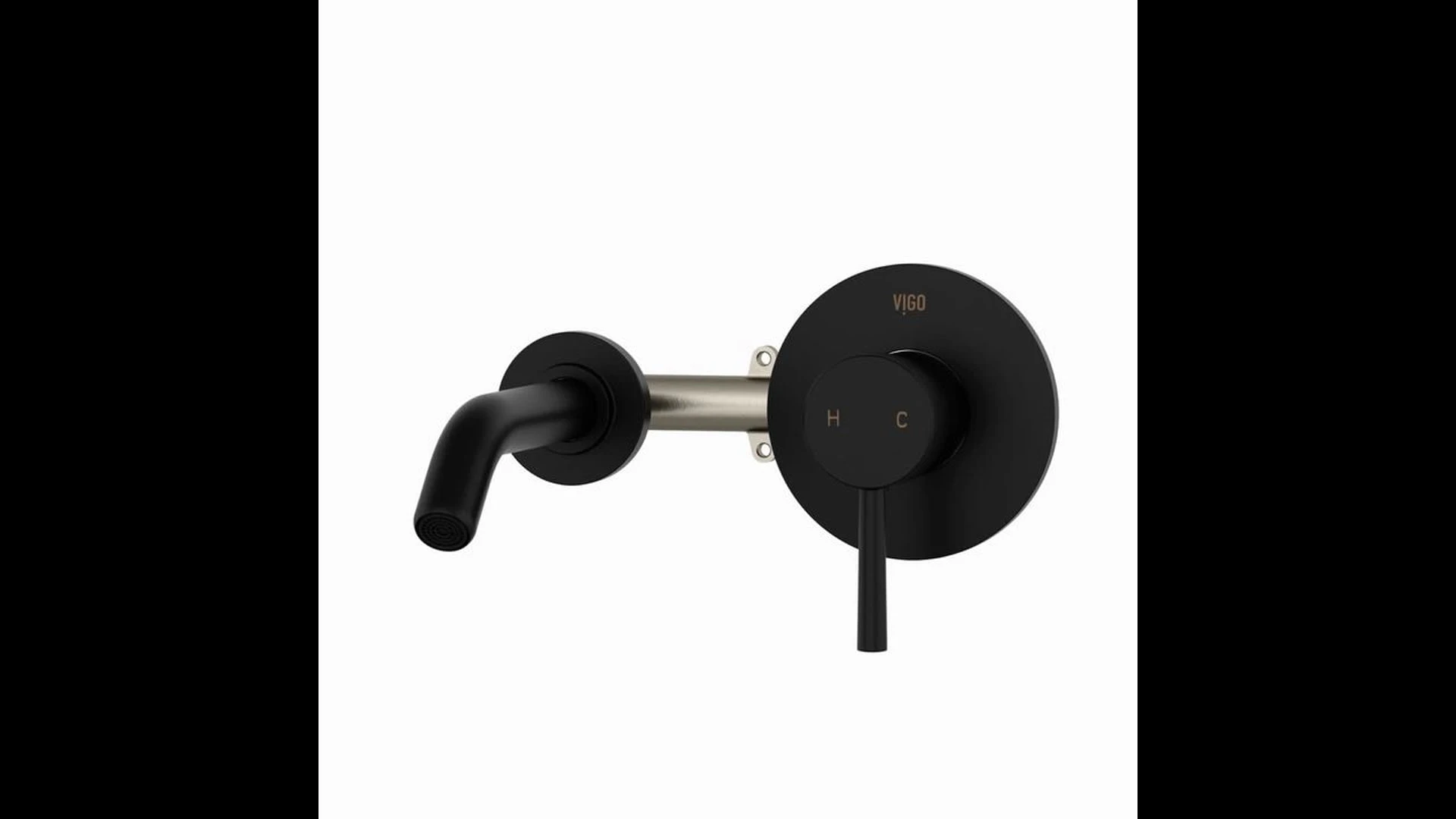 VIGO Olus Single Handle Wall Mount Bathroom Faucet, Matte Black 2 VIGO Olus Single Handle Wall Mount Bathroom Faucet, Matte Black - Image 2