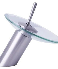 Dyconn Faucet Glass Head Waterfall Bathroom Vessel Faucet, 6", Brushed Nickel -Moen-shop 12315d7d06c35751 4478 w800 h800 b1 p0