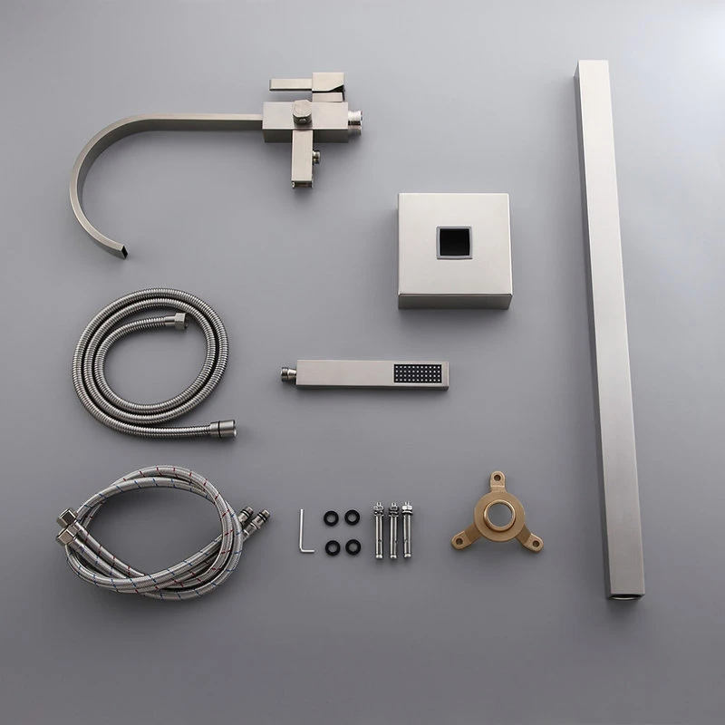 HOMARY Brushed Nickel Freestanding Tub Filler Brass Single Handle With Handheld Shower 11 HOMARY Brushed Nickel Freestanding Tub Filler Brass Single Handle With Handheld Shower - Image 11