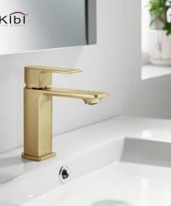 Kibi USA KIBI Mirage Single Handle Bathroom Faucet, Brush Gold, With Drain -Moen-shop 13219fd20f1b4e5c 7748 w800 h800 b0 p0
