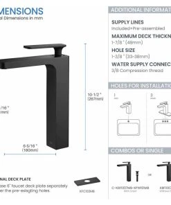 Kibi USA Infinity Single Handle Vessel Sink Faucet KBF1007, Matte Black, W/ Drain 18 Kibi USA Infinity Single Handle Vessel Sink Faucet KBF1007, Matte Black, W/ Drain -Moen-shop 13a137f001ba32df 2616 w800 h800 b1 p0