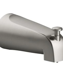 Design House Slip-On Metal Tub Diverter Spout In Silver Satin Nickel