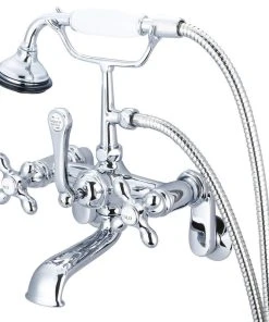 Water Creation Vintage Classic Wall Mount Tub Faucet With Handshower, Hand Polished, Richly Tri