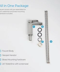 Kibi USA Cubic Single Hole Bathroom Faucet KBF1002, Brush Nickel, W/ Drain -Moen-shop 1901953a0f1b51ee 7530 w800 h800 b0 p0