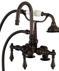 Kingston Brass Aqua Vintage Clawfoot Tub Faucet With Hand Shower, Oil Rubbed Bronze