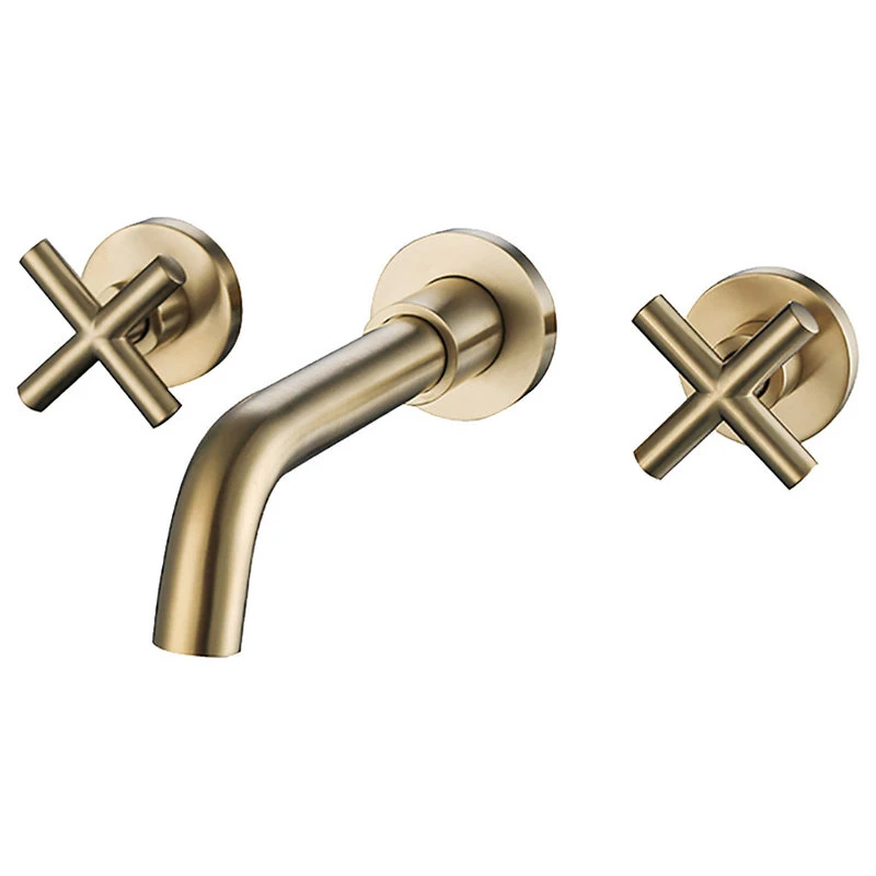Maxwell Bathroom & Kitchen Inc Two Handle Wall Mount Bathroom Sink Faucet With Rough-in Valve, Brushed Gold 1 Maxwell Bathroom & Kitchen Inc Two Handle Wall Mount Bathroom Sink Faucet With Rough-in Valve, Brushed Gold