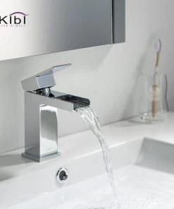 Kibi USA Waterfall Single Handle Bathroom Faucet KBF1004, Chrome, W/ Drain -Moen-shop 1bd1ff070f1b5372 5391 w800 h800 b0 p0